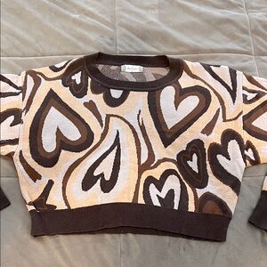 Altard State Heart Patterned Cropped Sweater